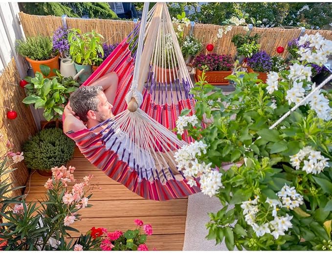 LA SIESTA - Large Comfort Habana Cotton Hammock - Indoor/Outdoor Swing Chair - Max 285 Lbs, Flamingo