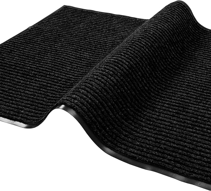 fani Heavy Duty Large Outdoor Indoor Entrance Black Doormat Waterproof Low Profile Entrance Rug Front Door Mat Patio Anti-Skid Rubber Back, 31x47 inch (Black)