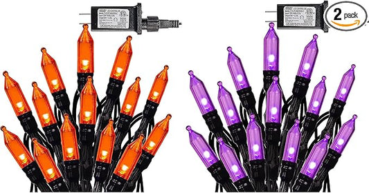 Dazzle Bright 200 LED Halloween Mini String Lights, 65FT Connectable Waterproof Plug in with 8 Modes Lights for Indoor Outdoor Patio Garden Party Decorations (2 Pack)