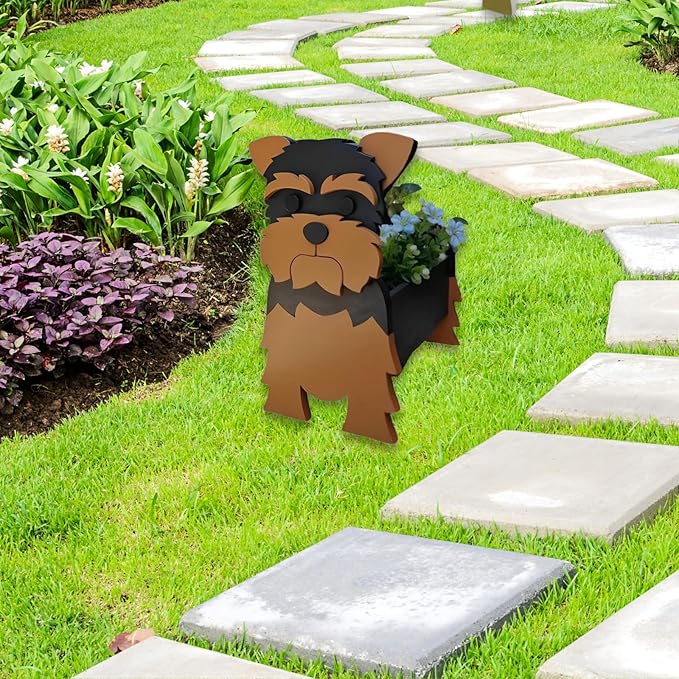 Yorkshire Dog Planter Plant Pots,Cute Garden Dog Flower Planter,Dog Planters Birthday Gifts for Women,Office,Indoor/Outdoor Decor(9.45 * 7.76 * 12.13in)