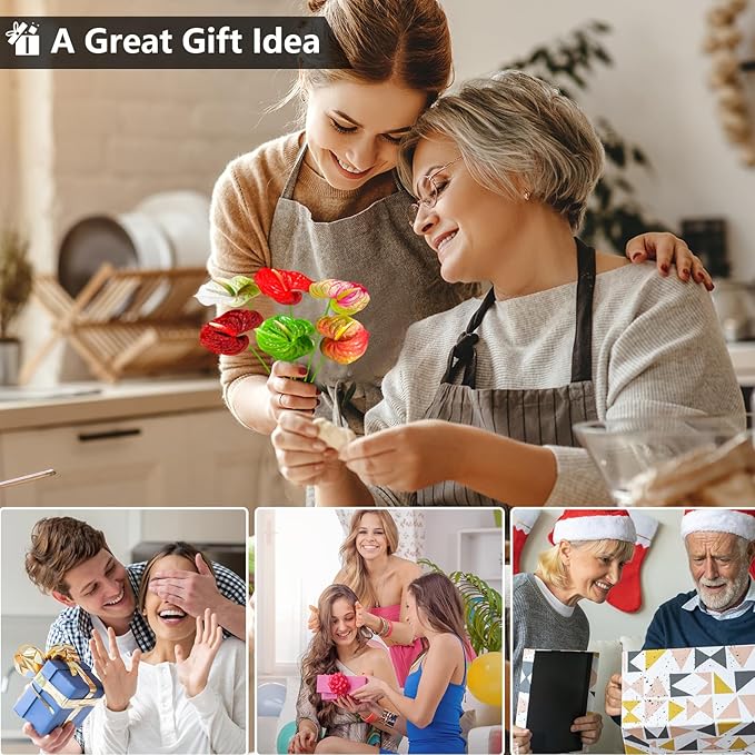 Solar Lights Outdoor,4 Packs Solar Garden Flower Lights with Anthurium Plant Lights,Garden Birthday Gifts for Women,Waterproof Solar Stakes Lights for Outside Yard Patio Lawn Decoration