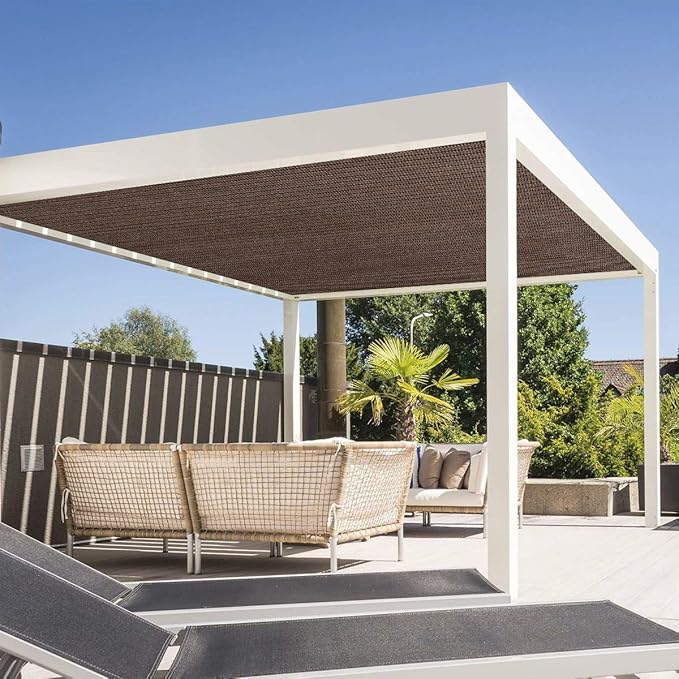 Eden's Decor Straight Flat-Edged Sun Shade Sail Rectangular 14' x 16' Brown UV-Blocking Outdoor Canopy Fabric Cloth Awning for Pergola Patio Garden Backyard Custom Size