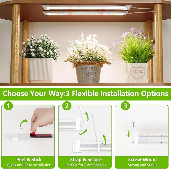 FOXGARDEN Dual-Row Grow Light Strip for Indoor Plants Full Spectrum, 480 LEDs Plant Lights for Indoor Growing with 4/8/12H Timer, Strip Grow Light for Indoor Plants, 10 Dimmable Levels, 2 Pack