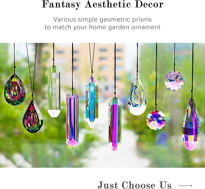 HDCRYSTALGIFTS 3 Pack 5" Large Crystal Sun Catcher Prisms for Windows, AB Colored Suncatcher Crystals Window Indoor Hanging Rainbow Maker Prisms for Home Garden Decor