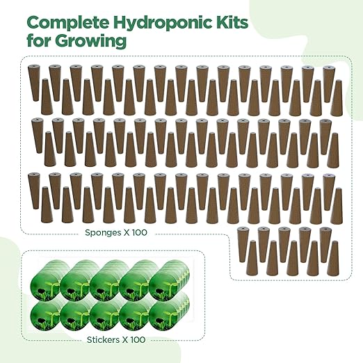 LETPOT 200 Pcs Seed Pod Kits, Replacement Root Growth Sponges Seed Pods, Seed Starter Sponges Kit for Hydroponic Indoor Garden System with 100 Sponges, 100 Stickers