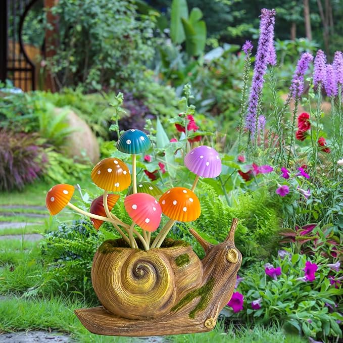Solar Lights Outdoor Fairy Garden Accessories, Snail Statues Garden Decor for Outside, Gifts for Mother's Day Yard Decorations Patio Lawn Porch Balcony, Unique Housewarming Gifts for Women Mom Grandma