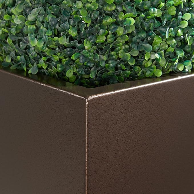 Metallic Heavy Tall Outdoor/Indoor Planter Box 14Lx14Wx30H Inches, Rectangular Tall Planter, Large Flowerpot, ‎25 Pounds, Espresso, No Assembly Required 1 Pack