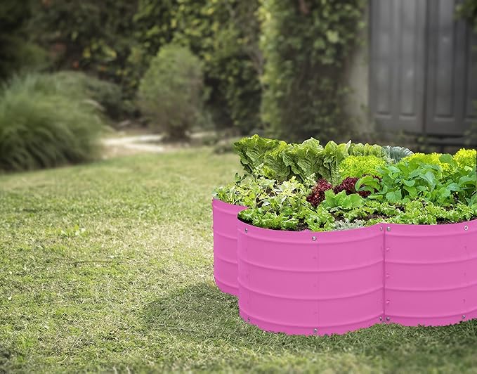 Galvanized Raised Garden Beds Outdoor // 3×3×1 ft Planter Raised Beds for Gardening, Vegetables, Flowers // Large Metal Garden Box (Pink) // Patented Tool-Free Design