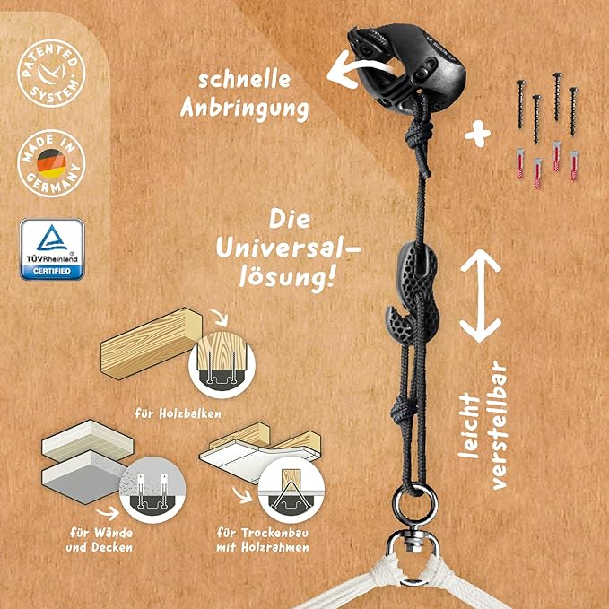 LA SIESTA® - XL King Domingo Hammock Swing Chair & CasaMount - Weather & Tear Resistant Hanging Chair - Outdoor Indoor Hammock Chair w/Suspension Kit for Walls Ceilings Square Beams - Toucan