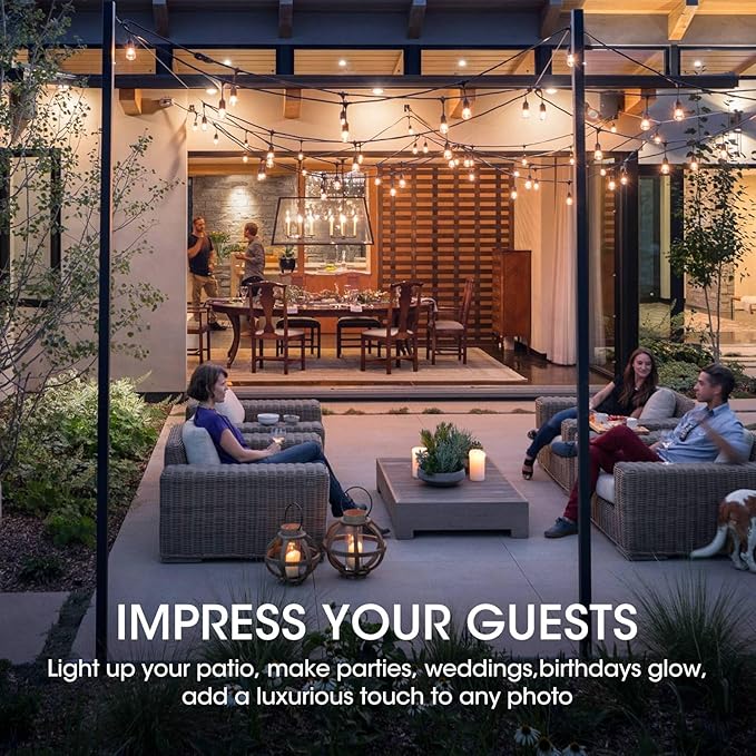 Meconard Outdoor Patio String Light Bulbs, Shatterproof Waterproof S14 LED Replacement Bulbs for Outdoor String Lights, 1W LED Bulbs Equal to 11W Incandescent, 2200K Warm White, E26 Base, Non-Dimmable