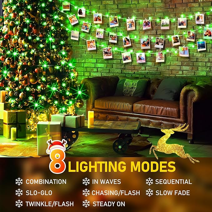 KNONEW 403ft 1000 LED Christmas String Lights Outdoor 8 Modes & Timer Fairy Light Plug in Waterproof LED Fairy Lights for Xmas Yard Tree Wedding Party Holiday Decorations (Green)