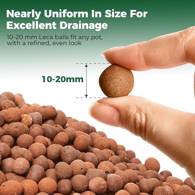 T4U Leca Clay Pebbles for Plants, 10 LBS 10-20 mm Clay Balls for Indoor Plants, Natural Clay Pebbles for Orchid Potting Mix, Hydroponic, Leca Pots, Plant Drainage, Garden Soil