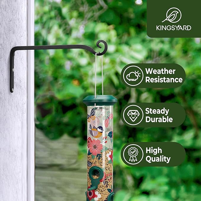 Kingsyard 2-Pack Wall Plant Hanger Outdoor - Heavy Duty Metal Hanging Bracket Hooks for Hanging Plant Bird Feeders Lanterns Wind Chimes Outdoor & Indoor, 15-Inch/Black