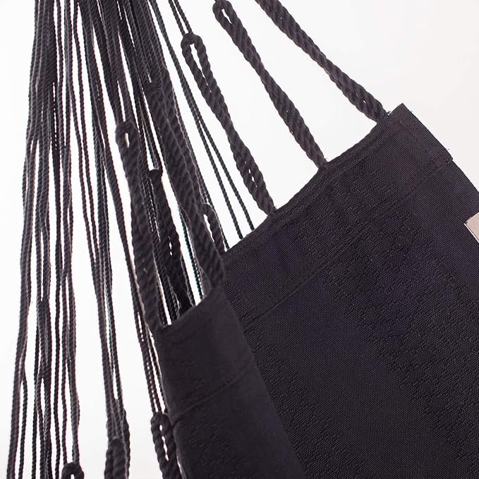 LA SIESTA® - XL King Habana Cotton Hammock Chair & CasaMount - Hanging Chair w/Suspension Kit for Walls Ceilings & Square Beams - Indoor Outdoor Swing Hanging Chair Bedroom Patio Balcony - Onyx
