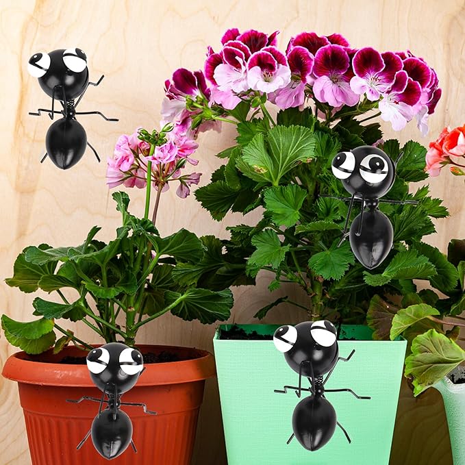 Metal Yard Art Garden Decorative Cute Ant Outdoor Wall Sculptures - Set of 4 Black