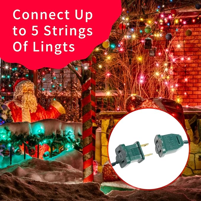 Ultra-Bright Connects End to End Multi Christmas Mini Lights 100L 19.6Ft UL Listed Incandescent Bulb String Light Set for Indoor Outdoor Holiday Garden Party Christmas Tree Garland Decor