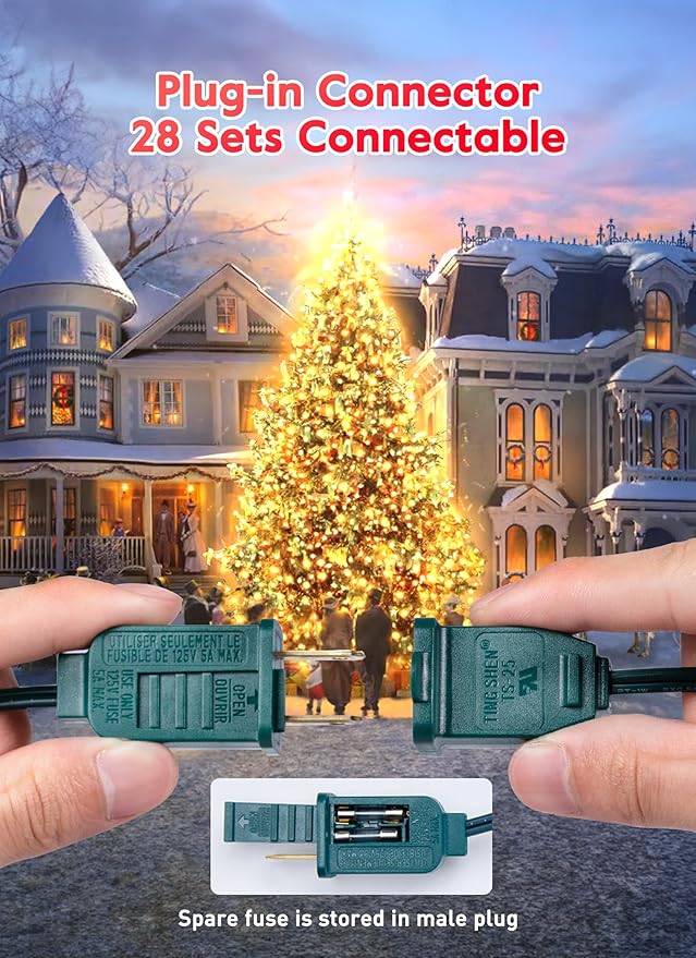 C7 LED Christmas Lights Outdoor, 25FT Vintage Christmas String Lights with 25+1 Plastic Bulbs, Commercial Connectable Holiday Lights for House Roofline Fence Garage Garden Backyard Pathway Decorations