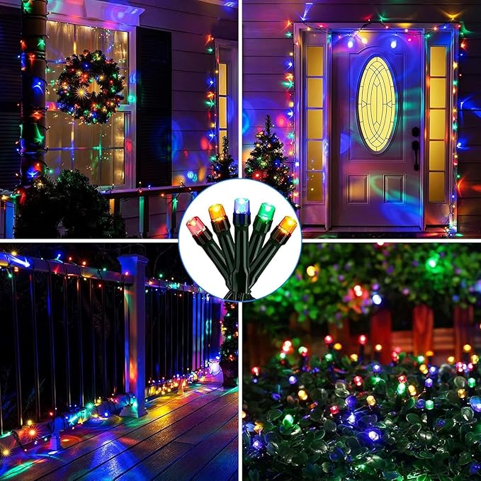 Solar Christmas Lights Outdoor, 2 Pack 144ft 400 LED Solar Christmas Lights Outdoor, 8 Modes Solar String Lights for Christmas Fence Holiday Xmax Decorations (Multicolor)