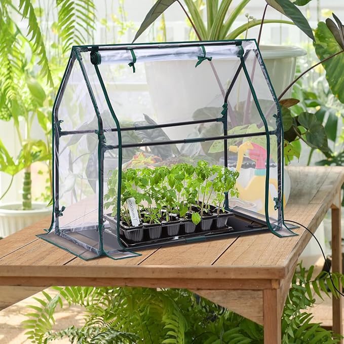 Mini Greenhouse for Indoor Outdoor: Ohuhu Tabletop Portable Green House with Waterproof Pad for Small Plants Nursery Germination, 36"x18"x33" Heavy-Duty Cover Tent Humidity Dome Seedling Accessory