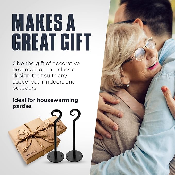 Monarch Abode Wall Mount Plant Hook Premium Metal Decorative Hanging Bracket for Plants Bird Feeders Planters Home Decor, Heavy Duty, 7.5 inch, Set of 2, White