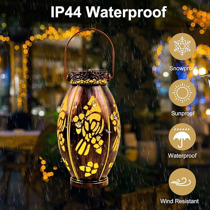 pearlstar 2 Pack Cardinal Solar Lanterns Outdoor Hanging Light Waterproof, Birthday Gifts for Women Mom Men,Decorative Metal Solar Lamp for Table Garden Yard Patio Pathway,Copper