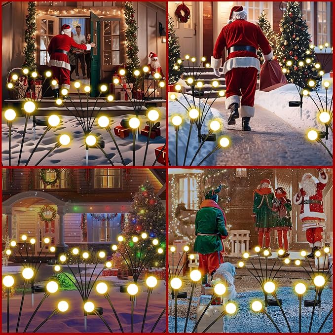 Solar Garden Lights Outdoor, 4 Pack 32LED Waterproof Solar Powered Lights for Yard Pathway Patio, Swaying Lawn Decor as Gardening Gifts for Women Holiday