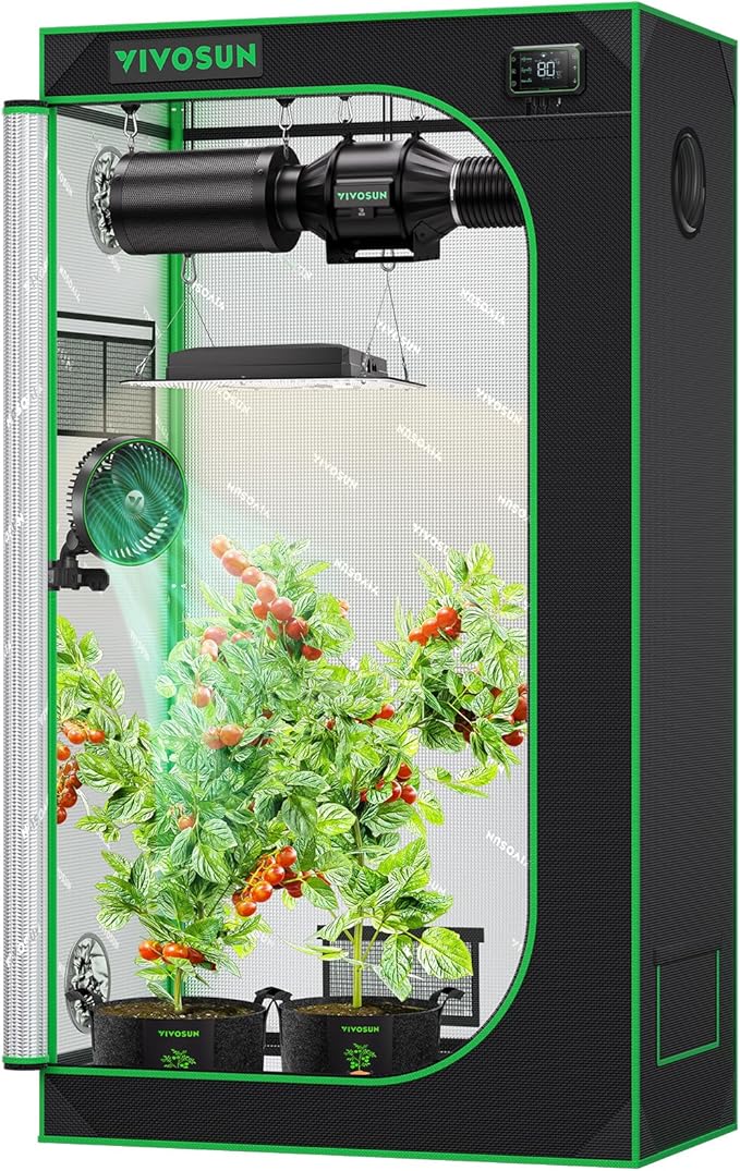 VIVOSUN S326 36"x20"x63" Grow Tent, High Reflective Mylar with Observation Window and Floor Tray for Hydroponics Indoor Plant for VS1000/VS2000