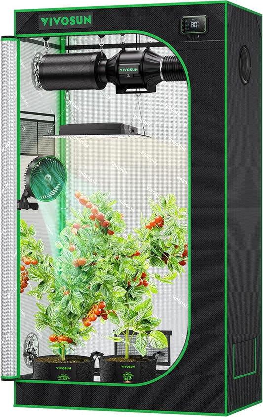 VIVOSUN S326 36"x20"x63" Grow Tent, High Reflective Mylar with Observation Window and Floor Tray for Hydroponics Indoor Plant for VS1000/VS2000