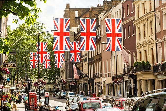 Homissor British Flag 2x3 Union Jack England Flags Embroidered Sewn Stripes United Kingdom UK Flag Heavy Duty Outdoor