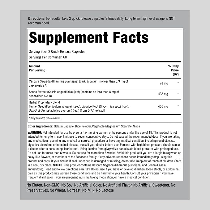 Piping Rock Herbal Laxative 120 Capsules