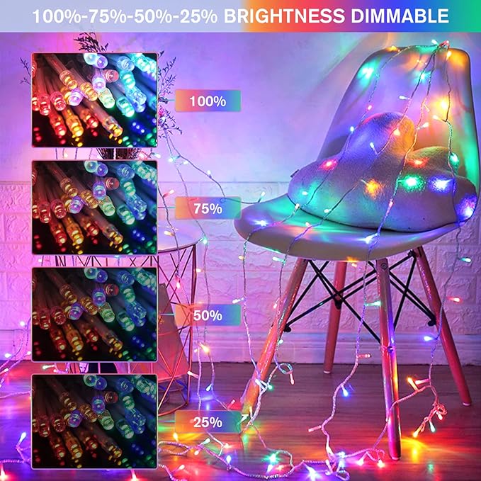 JMEXSUSS 100 LED Cool White & Multicolor Christmas Lights Indoor, Color Changing String Lights Plug in, 33ft Christmas String Lights Outdoor Waterproof for Xmas Tree Indoor Decor