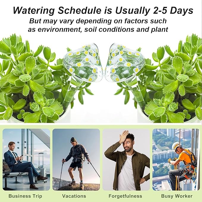 Plant Watering Globes, Hand-Blown Mushroom-Shaped Self Watering Globes, Suitable for Indoor&Outdoor Plant Watering Devices (4 Pcs)