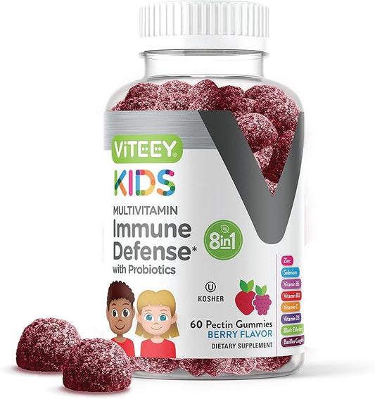 Kids Multivitamin Gummies with Probiotics 8-1 Kids D3, B12, B12, B6, B6, Zinc,