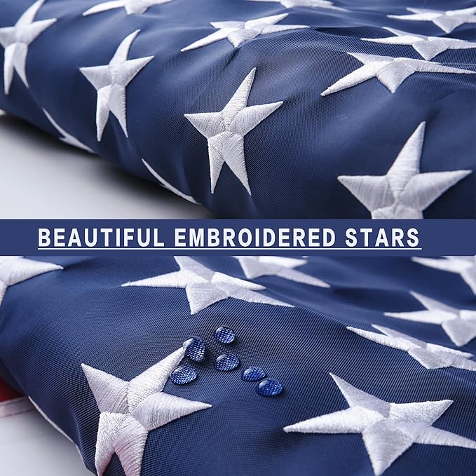 American Flag 6x10 Outside, US Flags for Outdoor Indoor, Heavy Duty Durable, Deluxe Embroidered Stars, Brass Grommets, Sewn Stripes, Vivid Color, Fade Resistant and waterproof
