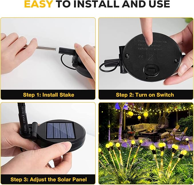 Solar Garden Lights, Upgraded Solar Lights Outdoor Waterproof, 4-Pack Solar Swaying Light-Sway by Wind, 32 LED Firefly Lights Solar Outdoor for Yard Patio Pathway Decoration (Warm White)