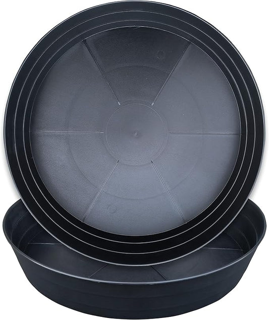 20 Inch Extra Large Plant Saucers, Extra-Deep 3.7 in Black Drip Trays for Flower Pot, Heavy Duty Drainage Tray Indoors No Holes, 2 Pack Plastic Planter Plate Water Catcher for Pots Base 16 17 18 in