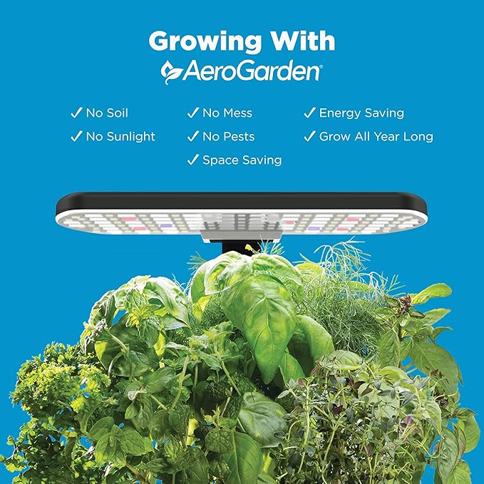 AeroGarden Harvest 2.0, Indoor Garden Hydroponic System with LED Grow Light, Holds up to 6 AeroGarden Pods, Charcoal