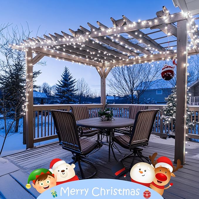 JMEXSUSS 132ft 400 LED Cool White Twinkle Lights for Christmas Tree, 8 Modes with Remote, Plug in for Bedroom Wedding Decoration