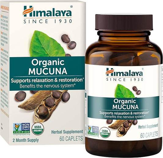 Himalaya Organic Mucuna/Pruriens Herbal Supplement, Supports 600 mg, 60 Plant-Caplets, 60 Day