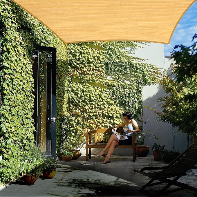 Eden's Decor Straight Flat-Edged Sun Shade Sail Rectangular 6' x 20' Wheat UV-Blocking Outdoor Canopy Fabric Cloth Awning for Pergola Patio Garden Backyard Custom Size