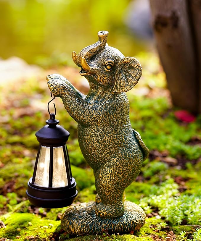 Solar Garden Outdoor Decor Statues: Art Figurines Decorations for Yard Patio Balcony Porch Lawn Ornaments - Gifts for Grandma Mom