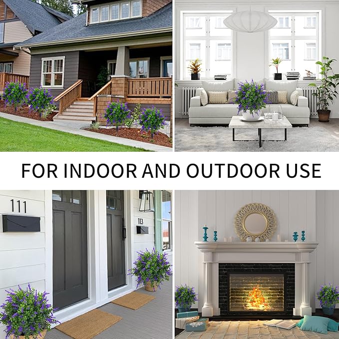 23.6" Artificial Lavender Topiary Ball Trees with Ground Spike, 2 Pack Faux Potted Plants with UV Resistant Purple Flowers for Indoor Outdoor Home Garden Patio Porch Decoration