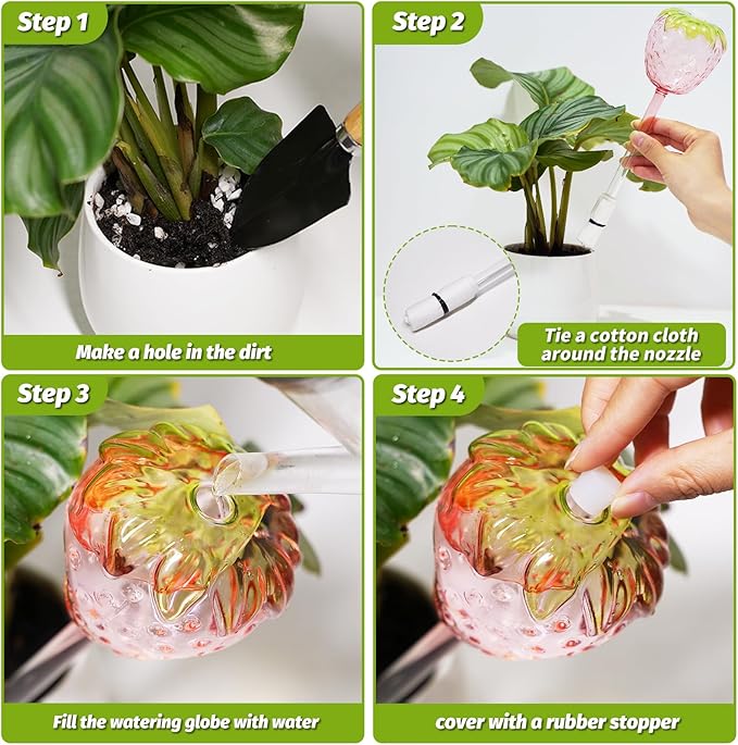 Plant Watering Globes, 2pcs Self Watering Planter Insert, Glass Watering Bulbs for Indoor Outdoor Plants, Mushroom Top-Fill Plant Watering Devices for Travel Vacation While Away