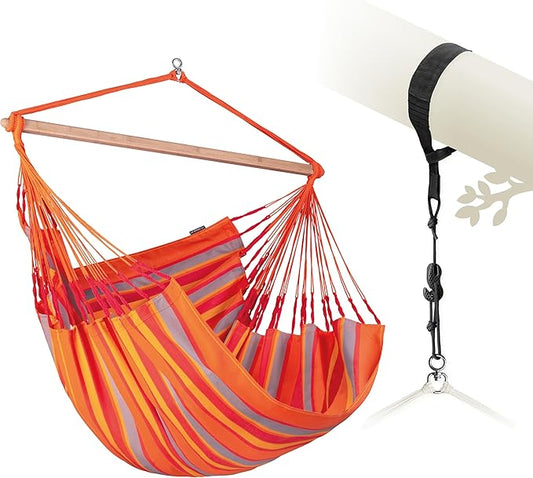 LA SIESTA® XL King Domingo Hammock Chair Swing & Tree Mount Kit - Suspension Kit for Trees Beams Posts - Weatherproof, Outdoor Indoor Hammock Swing - Hanging Chair for Bedroom Patio - Toucan