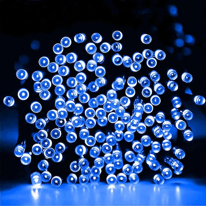Dazzle Bright Christmas String Lights, Connectable Waterproof String Lights Green Wire with 8 Modes, Christmas Decorations for Indoor Yard Garden (Blue, 300 LED)