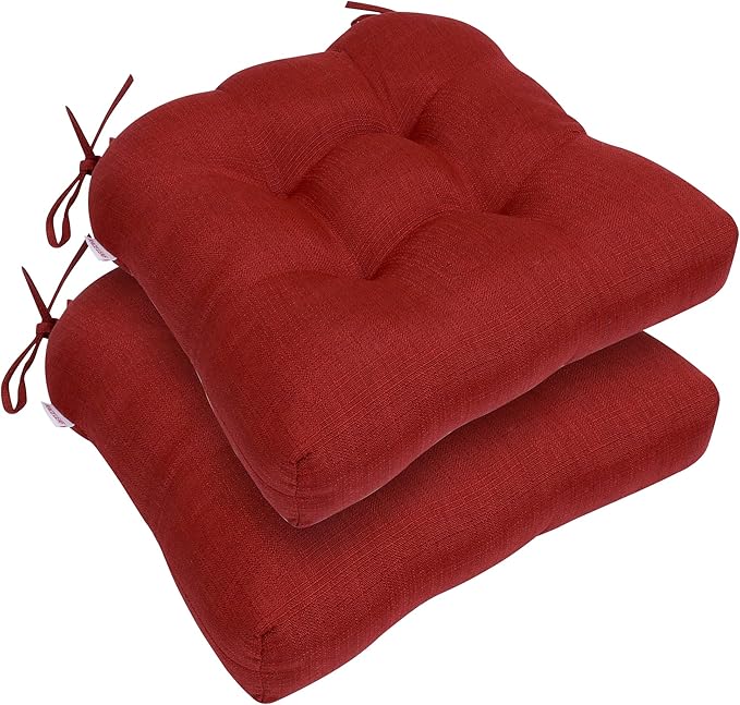 RACE LEAF Chair Cushions 19" x 19" Red - Outdoor/Indoor Patio Cushions Set of 2 - Replacement Cushions for Chairs and Seating - Chair Seat Pads for Porch, Deck, and Garden Seats