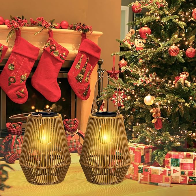 Solar Lanterns Outdoor, KagoLing Solar Hanging Lantern Lights Decorative Christmas Light for Garden Patio Courtyard Lawn, HANDLAN-01