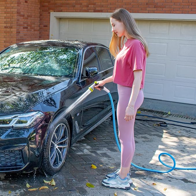 Fevone Garden Hose 50 ft, Heavy Duty Water Hose, Hybrid Polymer, Kink Resistance, Lightweight, Flexibility, Durability, Leak Free, Aluminum Fittings, 3/4" GHT, 5/8" ID, 600 Psi, Drinking Water Safe