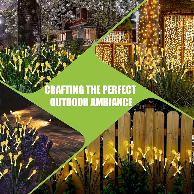 Solar Lights Outdoor Waterproof Upgraded Outdoor Solar Lights for Yard Patio Garden Decor, Solar Lights for Outside Gardening Supplies, Water Droplets Garden Lights Solar Powered Outdoor (2 Pack)