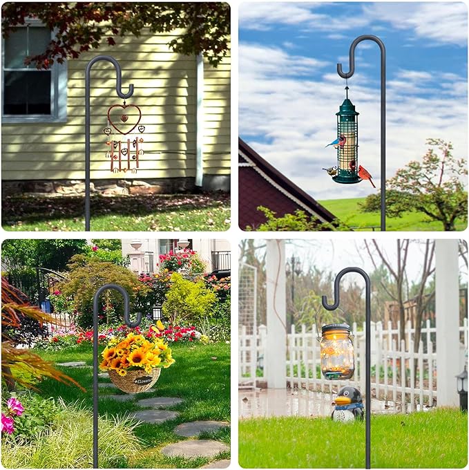 Shepherd Hooks 79 Inch Adjustable for Bird Feeder Lantern Plant Hook Garden Stake Plant Stand Hanger for Outdoor Flower Basket, Bird Feeder Hanger Weddings Decor